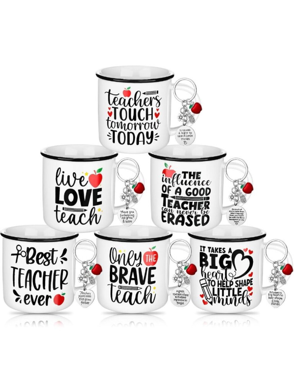 12 Pcs Teacher Appreciation Gifts Set - Coffee Mugs & Keychains for Back to
